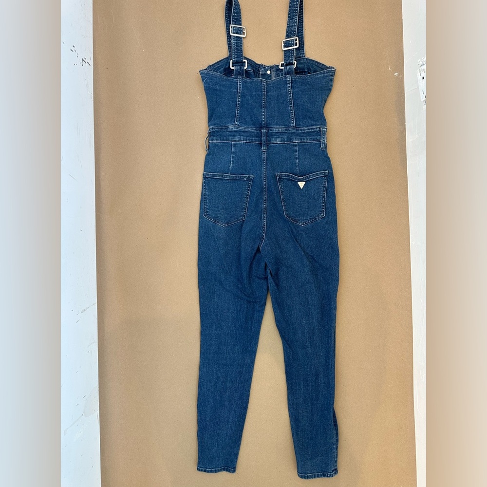 Guess Dark Blue Denim Button-Front Overalls - Picture 5 of 5